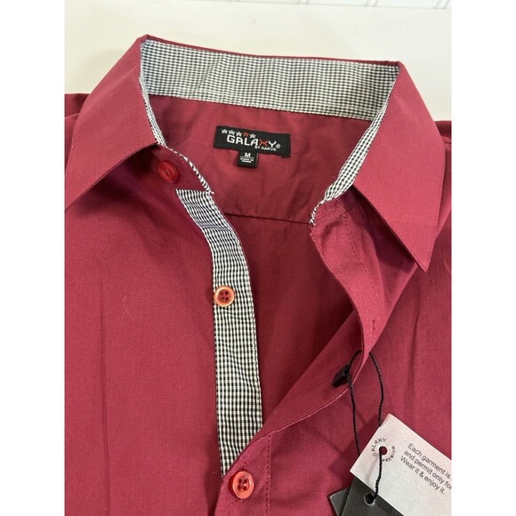 3 NWT Galaxy Mens Size M Slim Fit Long Sleeve Dress Shirt. Contrasting Cuff/Seam - Picture 5 of 9